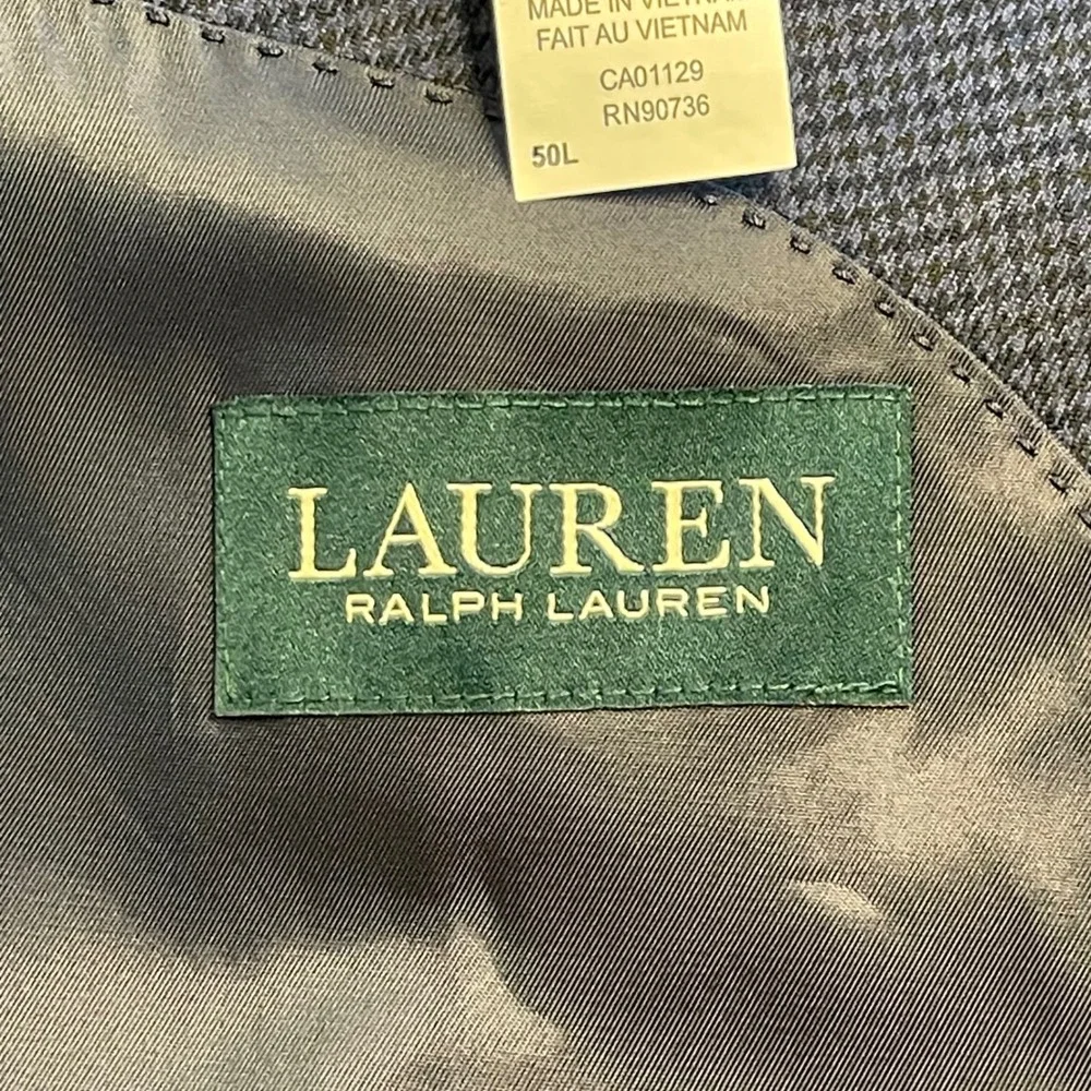 Lauren Ralph Lauren Mens 50L Navy Blue Micro Houndstooth‎ 2-Button Blazer Jacket